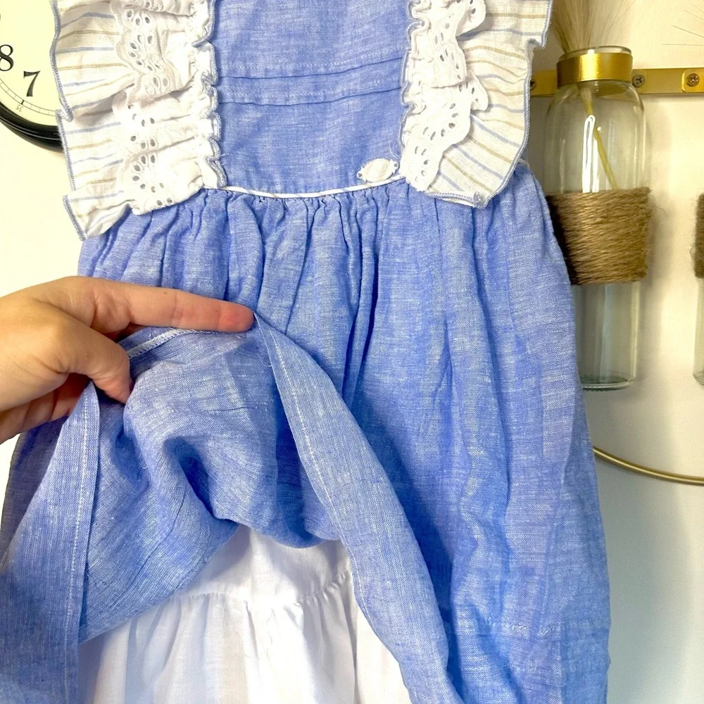 Blue and White Kids Dress - Picture 5 of 5